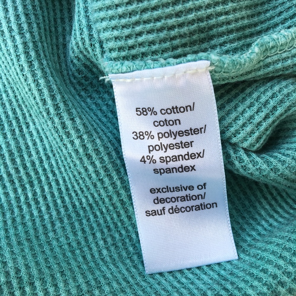 Maurice’s Lace Thermal Light Green Henley Large - Picture 5 of 6